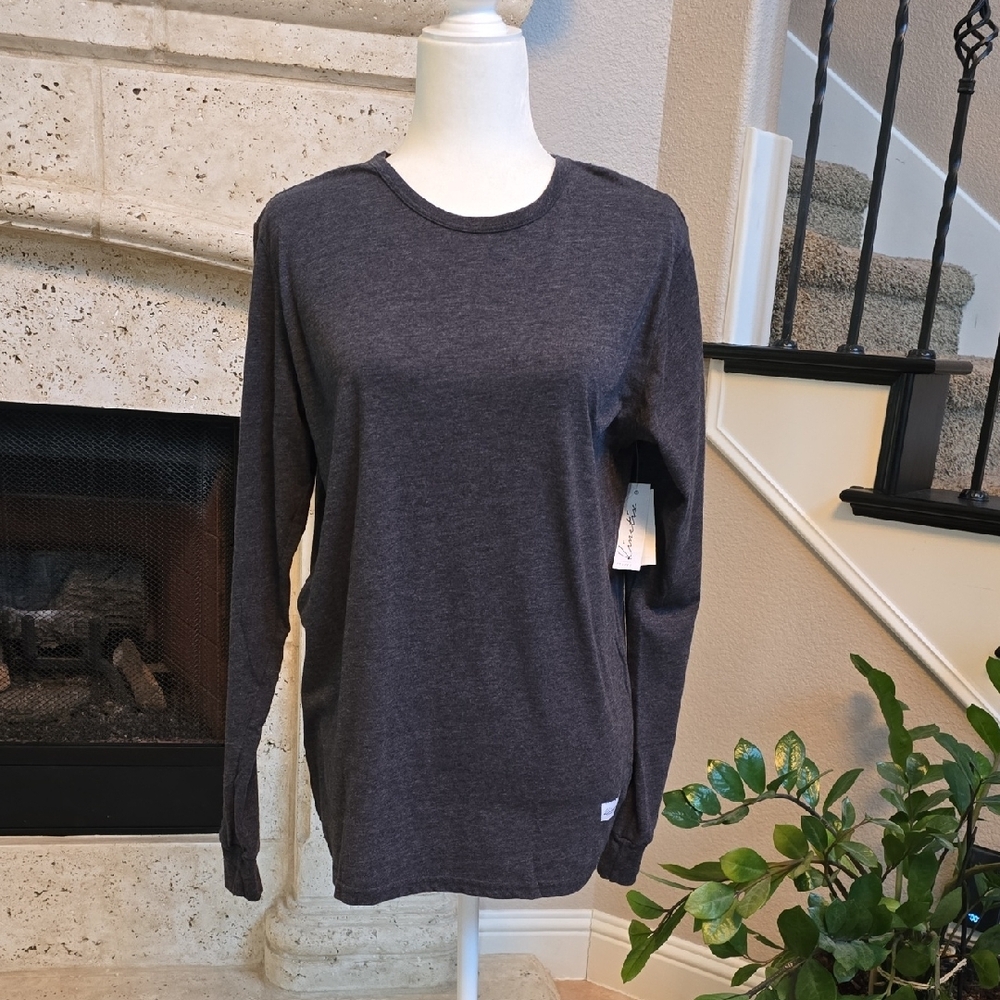 Kinetix Casual Luxury Men Dark Gray Ling Sleeve Tee Small